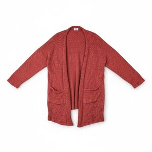 Texas True Threads Red Marled Open Front Cardigan Womens Large Draped Pockets